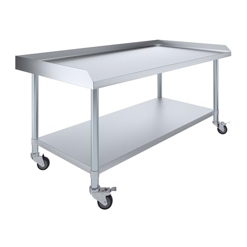 Image of AmGood Stainless Steel Equipment Stand with Undershelf + Casters, Heavy Duty, Commercial Grade, NSF Certified (30 inch Width x 60 inch Length + Casters)