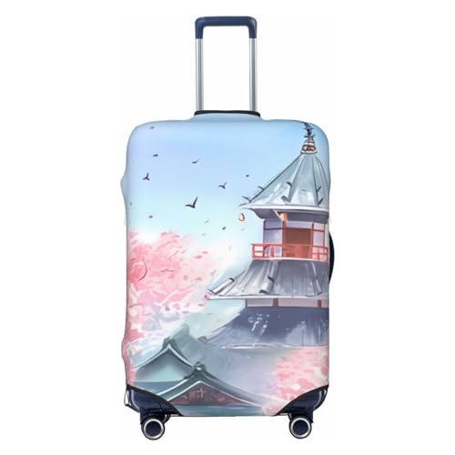 Watercolor Landscape Cherry Blossom Travel Luggage Cover Elastic Anti-scratch Suitcase Cover Protector Spandex Stretch Luggage Baggage Covers Fits 22-24 Inch Luggage,M