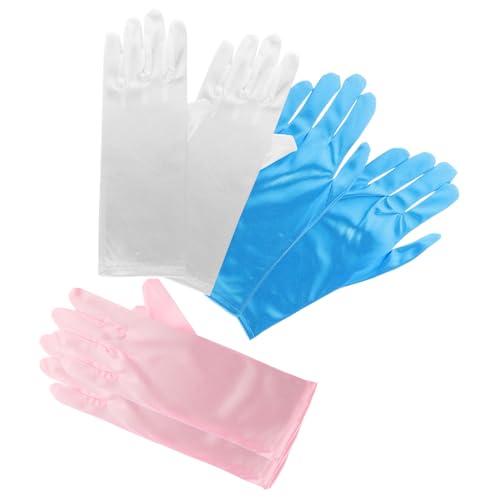 SAFIGLE 3pairs Boy Girl Decorative Gloves Stylish Girls Dress Gloves for Parties for Flower Girls and Dance