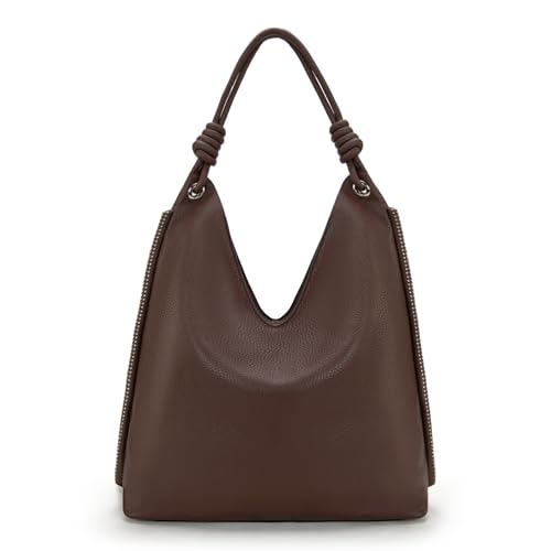 La Mejor Selección de Morrales de Piel los preferidos por los clientes. 42 Montana West Hobo Bolsas para mujer suaves y holgadas con asa superior y correa de nudo, Café, M