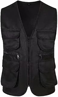Men's Casual Outdoor Work Fishing Travel Photo Cargo Vest Jacket Multiple Pockets Vest Size 30 Protect Vest