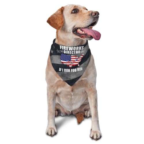 Fireworks Director If I Run You Run Pet Bandana for Cats Dogs Adjustable Triangle Scarf