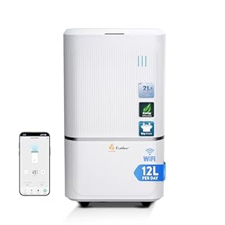 EcoNour 12L/Day Smart WiFi Dehumidifier for Home, with Auto-Humidity Sensor, LED Display, Quiet, 24-Hour Timer & Continuous Drainage, Laundry Drying, Child Lock Protection – for Home, Bedroom