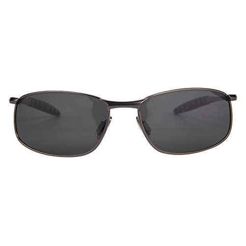 PIXAXOHH Gafas de Sol polarizadas para Hombre, protección UV400, antideslumbrantes, Bloqueo de luz, Marco Gris y Negro con Estuche de Almacenamiento