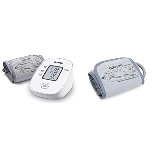 OMRON X2 Basic Tensiómetro, monitor para medir la presión arterial en casa + OMRON Manguito pequeño 9515373 3 para monitores de presión arterial de brazo OMRON, 17 22 cm