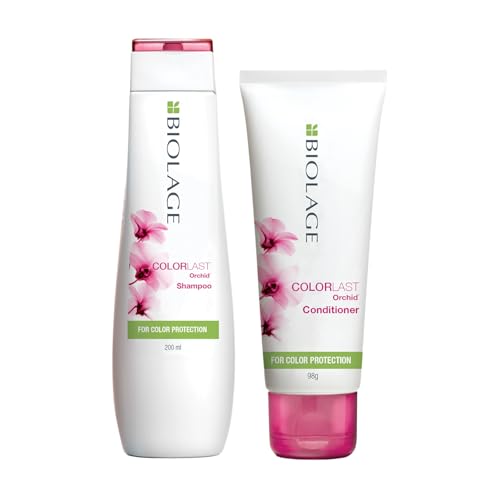 Image of Biolage Professional Colorlast Shampoo and Conditioner, Protects Colored Hair & Maintains Vibrancy, Depth & Tone upto 9 Weeks, Anti-fade properties, With Orchids, Vegan & Cruelty-Free, 200ml + 98g