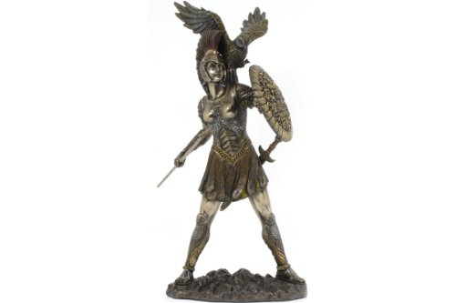 Estatua de bronce de la diosa Atenea con búho 12 pulg