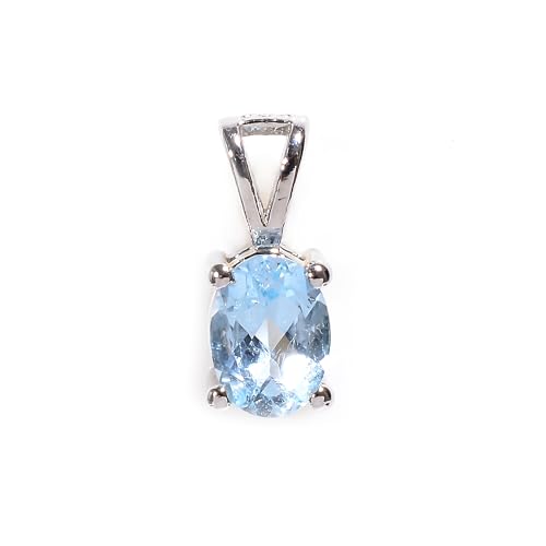 Pendentif femme argent 925 avec topaze bleue suisse naturelle faite main