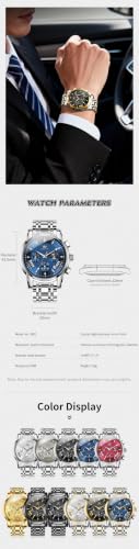 Image of OLEVS Watch for Men Classic Business Dress Analog Quartz Stainless Steel Waterproof Luminous Date Diamond Men Silver Watch