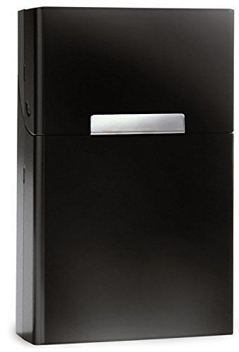 Leichte Zigarettenschachtel Aluminium mit Magnetverschluss - Zigarettenetui Zigarettenbox für 20 Standard-Zigaretten - mehrere Farben wählbar - Standardgröße der Box 9cm x 5,8cm x 2,6cm (Schwarz) Cover