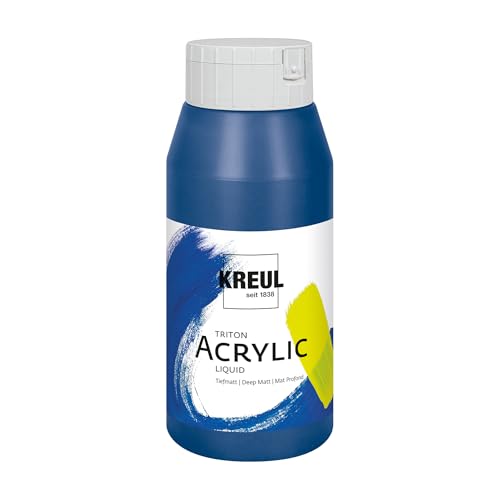 KREUL 17007 - Solo Goya Triton Peinture Acrylique Bleu Cobalt, Flacon de 750 ML, séchage Rapide et Mat, Peinture à Base d'eau, qualité Studio, Bon Pouvoir Couvrant et Bon rendement