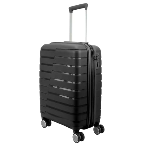 EUES Maletas de Viaje Cabina Pequeña Trolley Rígida (52 x 35 x 20 cm), Maletas de Viaje con Ruedas Giratorias y Cerraduras de Dial Material PP Ligero (Negro-XS) EUES Maletas de Viaje Cabina Pequeña Trolley Rígida (52 x 35 x 20 cm), Maletas de Viaje con Ruedas Giratorias y Cerraduras de Dial Material PP Ligero (Negro-XS)