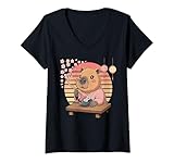 Photo Gallery donna capybara sushi giapponese kawaii sushi capybara amante maglietta con collo a v Photo Gallery donna capybara sushi giapponese kawaii sushi capybara amante maglietta con collo a v
