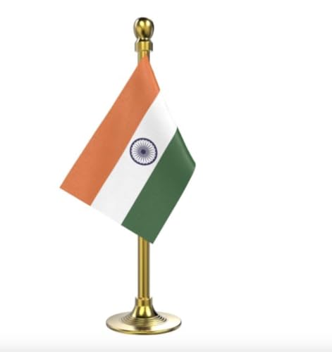 Image of The Flag Company Country flag for car dashboard | 2x3 Inch Flag with Elegant Golden Base & Pole | Car Dashboard Flag (India)