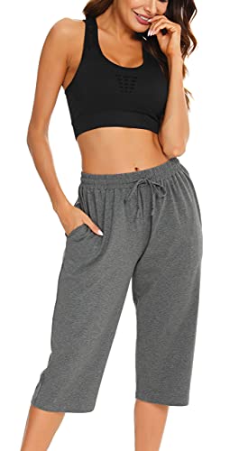 Vlazom Women's Pants 100% Cotton Capri Pajama Sleeping Bottoms Soft Casual Joggers Pants With Pockets #TOP6