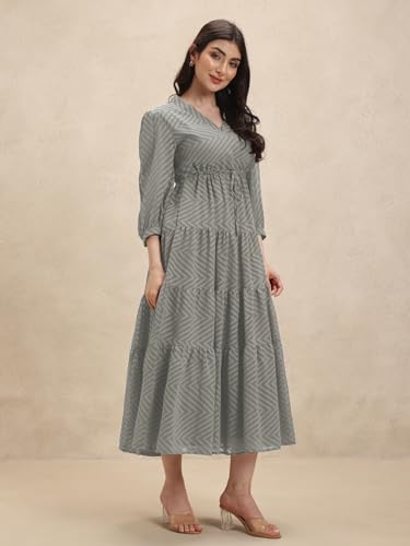 Image of Leriya Fashion Maxi Dress for Women | Western Summer Georgette Stylish A-line Dress for Beach Party Outfits | Western Summer Black One Piece Knee Length Dresses for Woman