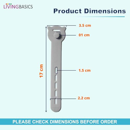 Image of LivingBasics 10 Pcs Silicone Reusable Cable Ties /Wire Ties /Adjustable Cable Organizer /Elastic Cord Organizer /Reusable Silicone Cord Straps for Earphones, PC, Wires, Chargers, Desk (Grey)