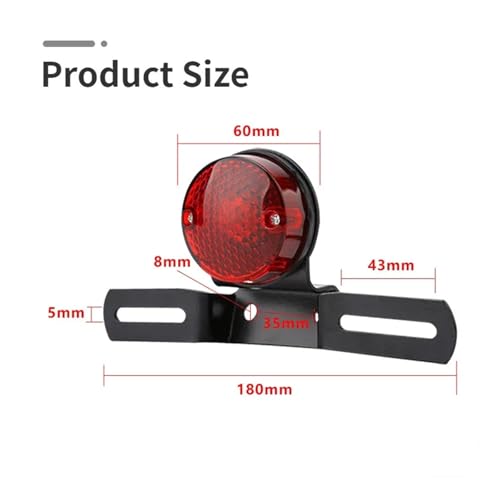 Luz de freno trasera para motocicleta con piloto rojo y soporte de matrícula universal de 12V 4