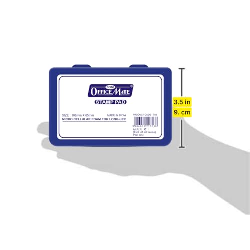 Image of Soni Officemate Blue Stamp Pad (Pack of 4) - High Quality Ink Pad for Stamp Maker & Rubber Stamp | Microcellular Foam for Long Life, Clear Marking for Office, Calendar etc