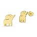 14k Gold Plated Brass Baby Elephant Screwback Baby Girls Earrings with Sterling Silver Post