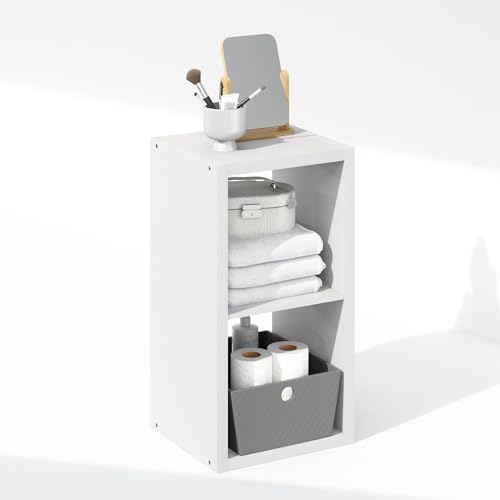 Image of Furinno Cubic Extra Thick 2-Cube Closet Organizers and Storage, White | 14.6 x 16 x 30 in, Open Shelf Closet Storage, Closet Organizer, for Wardrobe, Bedroom, Living Room