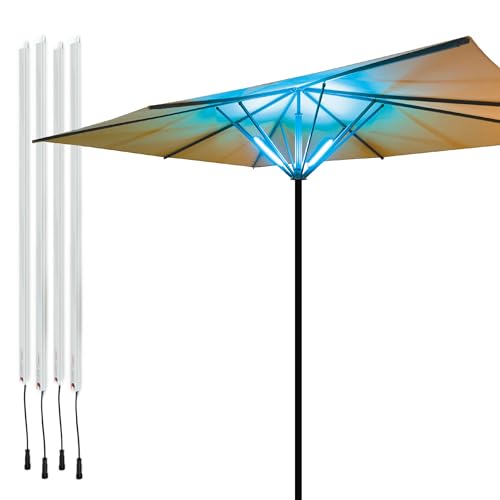 Lume1 Lot de 4 lampes de parasol avec télécommande, lampes pour jardin, 4 LED blanc chaud, 2700 K pour un éclairage agréable, batterie incluse