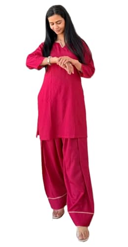 Image of Women's Rayon Farshi Salwar Suit For Ladies 3 /4 Sleeves || Plain Kurti With Palazzo Set For Girls