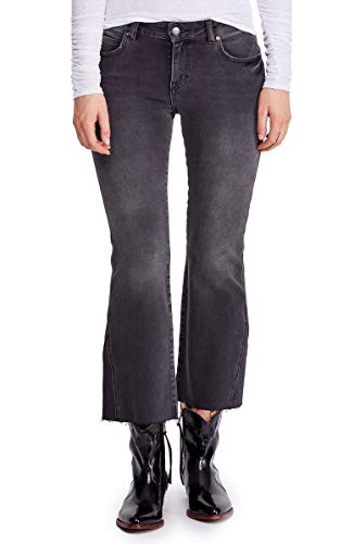 Free People Womens Rita Denim Crop Flare Jeans Black 24