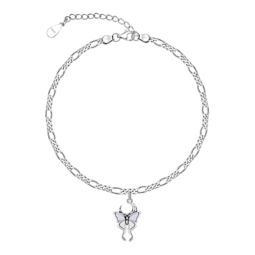 Image of CHIC & ARTSY 925 Sterling Silver Ankle Bracelets for Women, Adjustable Layered Foot Chains with Nature & Symbol Charms, Lightweight Comfort Fit Boho Beach Everyday Jewelry