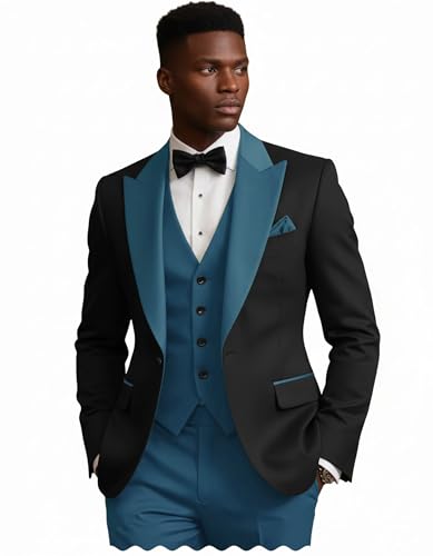 Men's 3 Pcs Suit Set Fashion Slim Fit Business Wedding Tuxedo Dinner Jacket Vest Pants for Prom