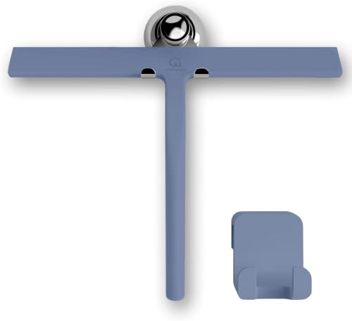 Image of GUTEWERK Shower Squeegee for Glass Doors and Windows - 11 Inch Blue Rubber Blade for Cleaning