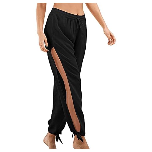 Pantalon Yoga Mujer Abierto Bohemio Hippie Chic Pantalones Largos Vestir Verano Baggy Hip Hop Danza Harem Pants Leggins Deporte Cintura Alta Etnico Pantalon Apertura Lateral de Playa Swag Streetwear