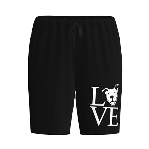 Love Pit Bull Pajama Shorts for Men, Men's Pajama Bottoms, Sleepwear for Summer2