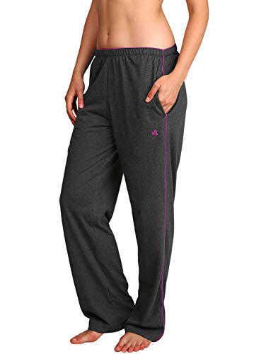 Image of Jockey 1305 Women's Super Combed Cotton Rich Relaxed Fit Mid Rise Trackpants with Contrast Side Piping and Pockets