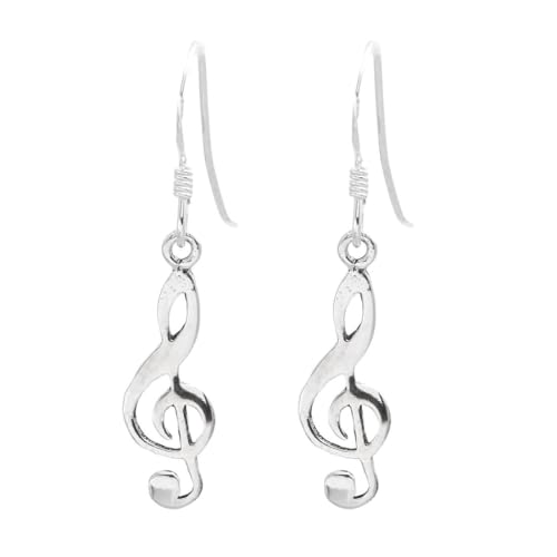 Silverly Boucles D'Oreilles Pendantes en Forme de Note de Musique | Boucles D'Oreilles Pendantes Musicales avec Clé de Sol | Bijoux en Argent Sterling 925 pour Femmes |...