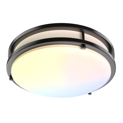 Yogaret 13 Inch LED Ceiling Light Fixture: 40W Flush Mount Ceiling Light 4000 Lumens Dimmable, 3000K/4000K/5000K Modern Ceiling Lamp for Bedroom Kitchen Bathroom Hallway Closet Laundry