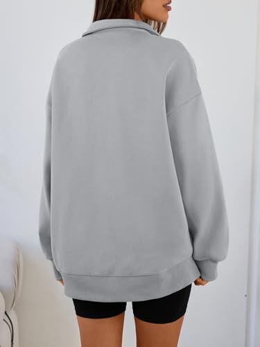Image of Trendy Queen Women's Oversized Sweatshirts Half Quarter Zip Fleece Sweaters | Soft Cozy Zip Pullover, Comfort Warm Sweaters for Fall Winter, Fashion Mock Neck Outfits