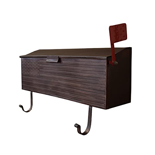 Image of Oakland Living AZ620-COPPER Copper Patriotic Metal Outgoing Mail Flag and Newspaper Hangers Wall Mount Mailbox