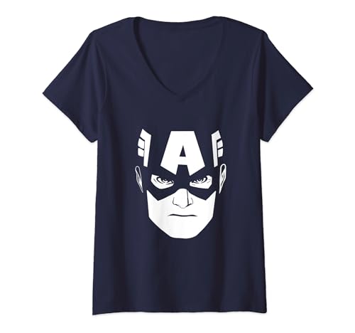 T-shirt Avengers Captain America Vintage Col V Vêtement Pop Culture Femme