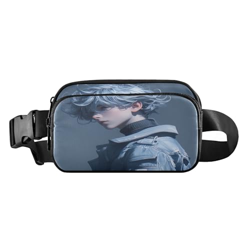 Brave Boys - Marsupio da e da resistente allacqua con cinghia regolabile per ciclismo escursionismo palestra colore: Pesce Combattente Estetico 1 size uomo donna elegante grigio