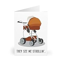 New Baby Greeting Card - Funny 'They See Me Strollin'' Design for New Parents - Ideal for Baby Showers and Newborn Celebrations
