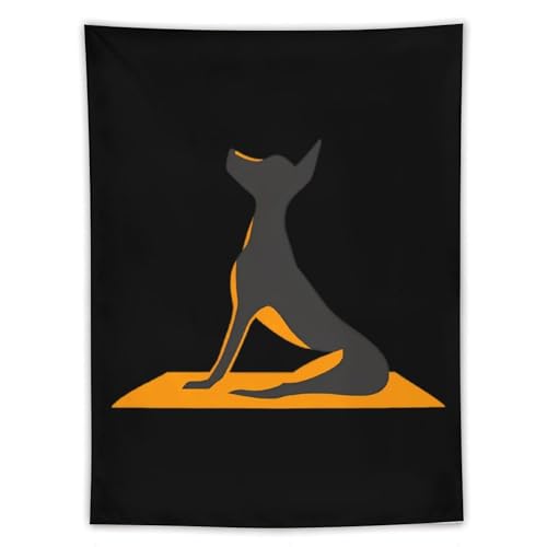 Tapiz de perro de yoga vertical que aporta estilo estético y humor a tu pared