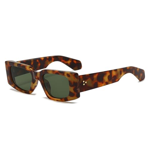 Lunettes de soleil léopard vert foncé pour femme verres UV400 style punk vintage