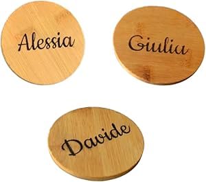 Giomel Sottobicchieri in Bamboo Personalizzati con Incisione Personalizzabile con Logo Grafica o Testo Idea Regalo Simpatica ed Originale per ogni Occasione (10)