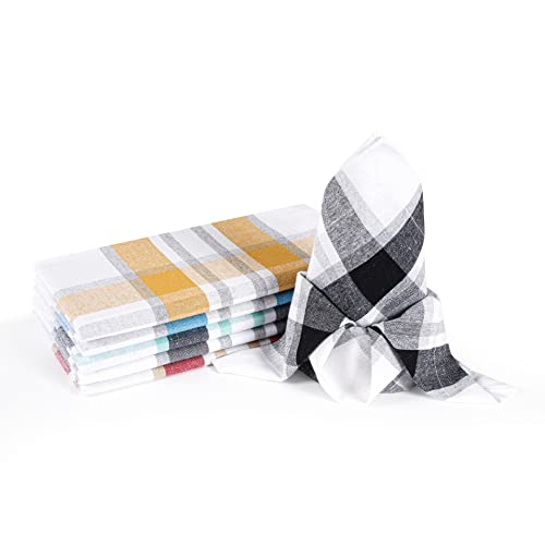 Farmhouse Springfield Plaid Dinner Cloth Napkins 100% Cotton Cloth Napkins Set Of 6 Size 20" X 20" Multi Dinner Napkin, Dining Table For Napkins #TOP15