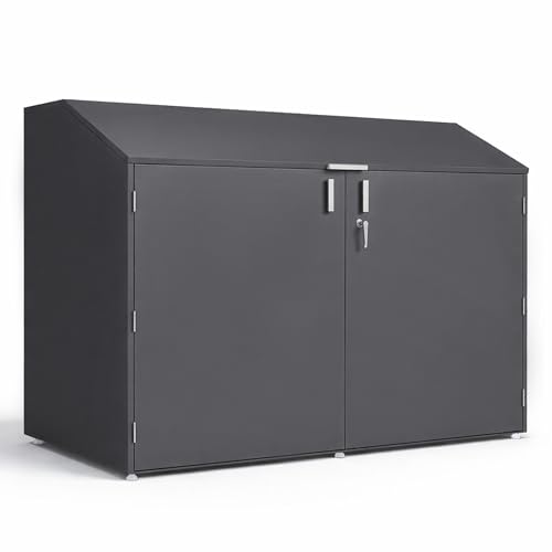 Fahrradgarage für bis zu 4 Fahrrädern | Fahrradbox Anthrazit 200 cm x 100 cm x 150 cm (BxTxH) verzinkt und pulverbeschichtet