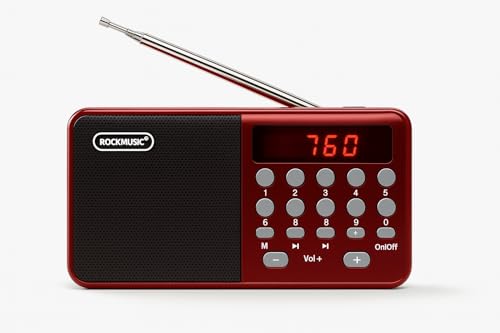Image of Portable Digital Radio Speaker with LED Display, High-Gain FM Antenna, Numeric Keypad Control FM Antenna | Numeric Keypad | Lightweight (FM-680-RED)