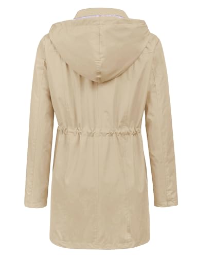 LOMON Raincoat Women Waterproof Long Hooded Trench Coats Lined Windbreaker Travel Jacket S-XXL