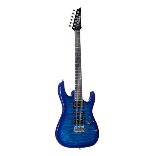 Ibanez Guitarra elétrica GIO Series - Explosão azul transparente, direita, completa (GRX70QA-TBB)
