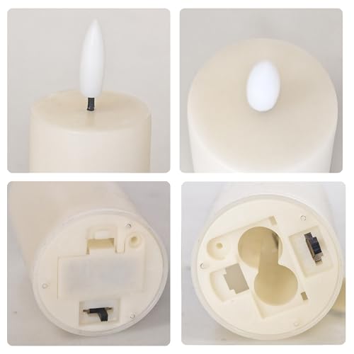 Image of 6 Pack LED Flameless Votives with Built-in Timer Realistic Black Wick Flat-top Battery Operated Electric Candle Set for Home Party Wedding Halloween Christmas Decorations 1.5 inch D x 3.5 inch H